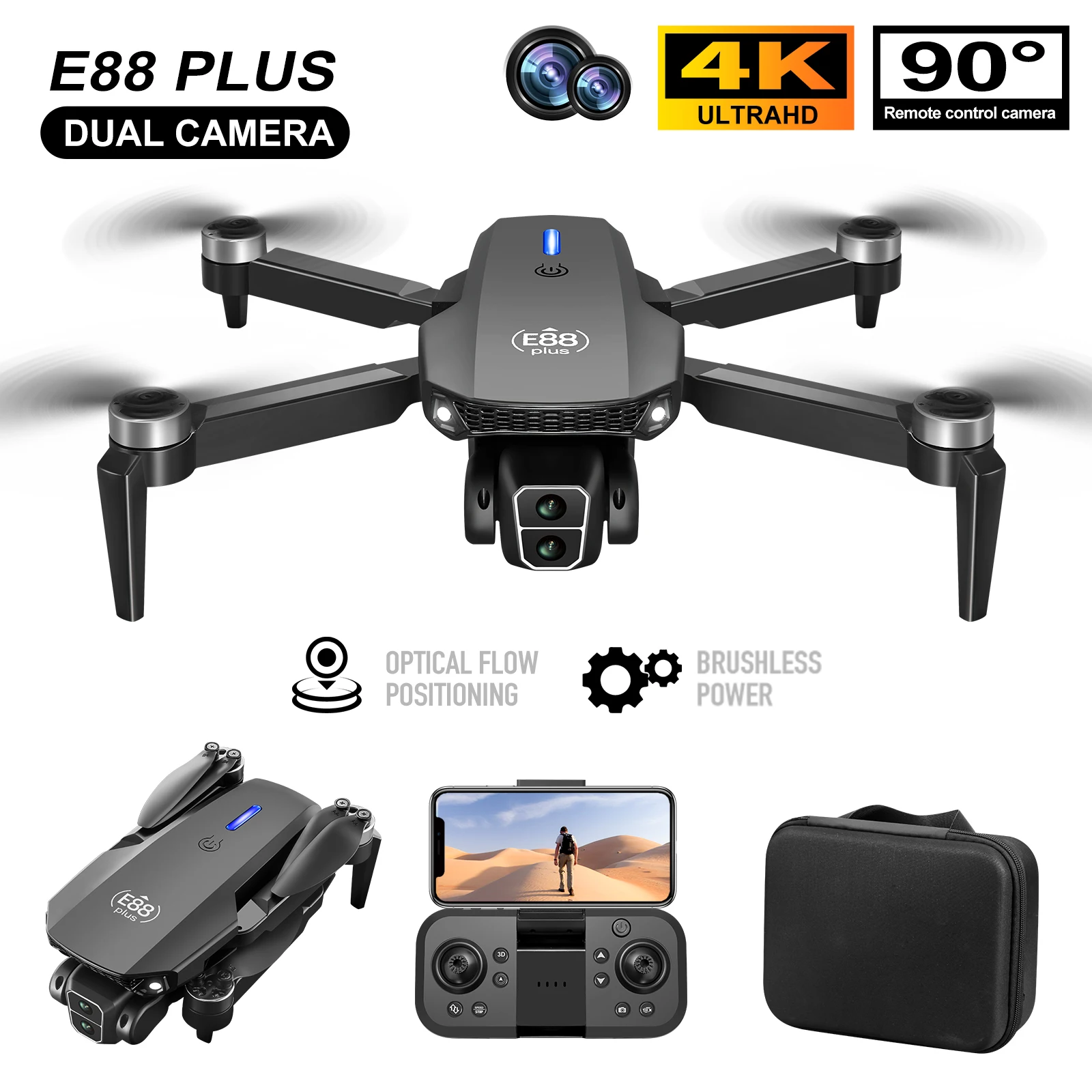 Diy Drone Electronics - Drone Quadcopter E88 Plus baru: 90