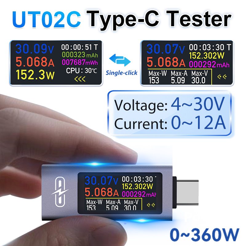 Logic Analyzer Usb - UT02C USB Layar Warna Tipe-C Tester