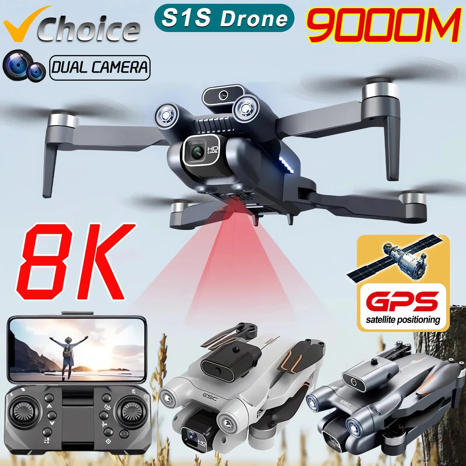 S1S Drone kamera GPS 5G 8K pro - Diy Drone Electronics ulasan dan harga